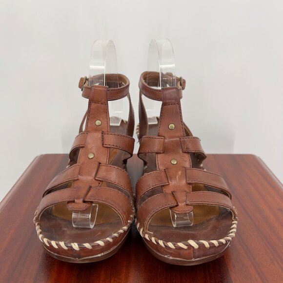 Ariat Women's Leather Brown Wedge Ankle Sandals Size 8B - Picture 5 of 11